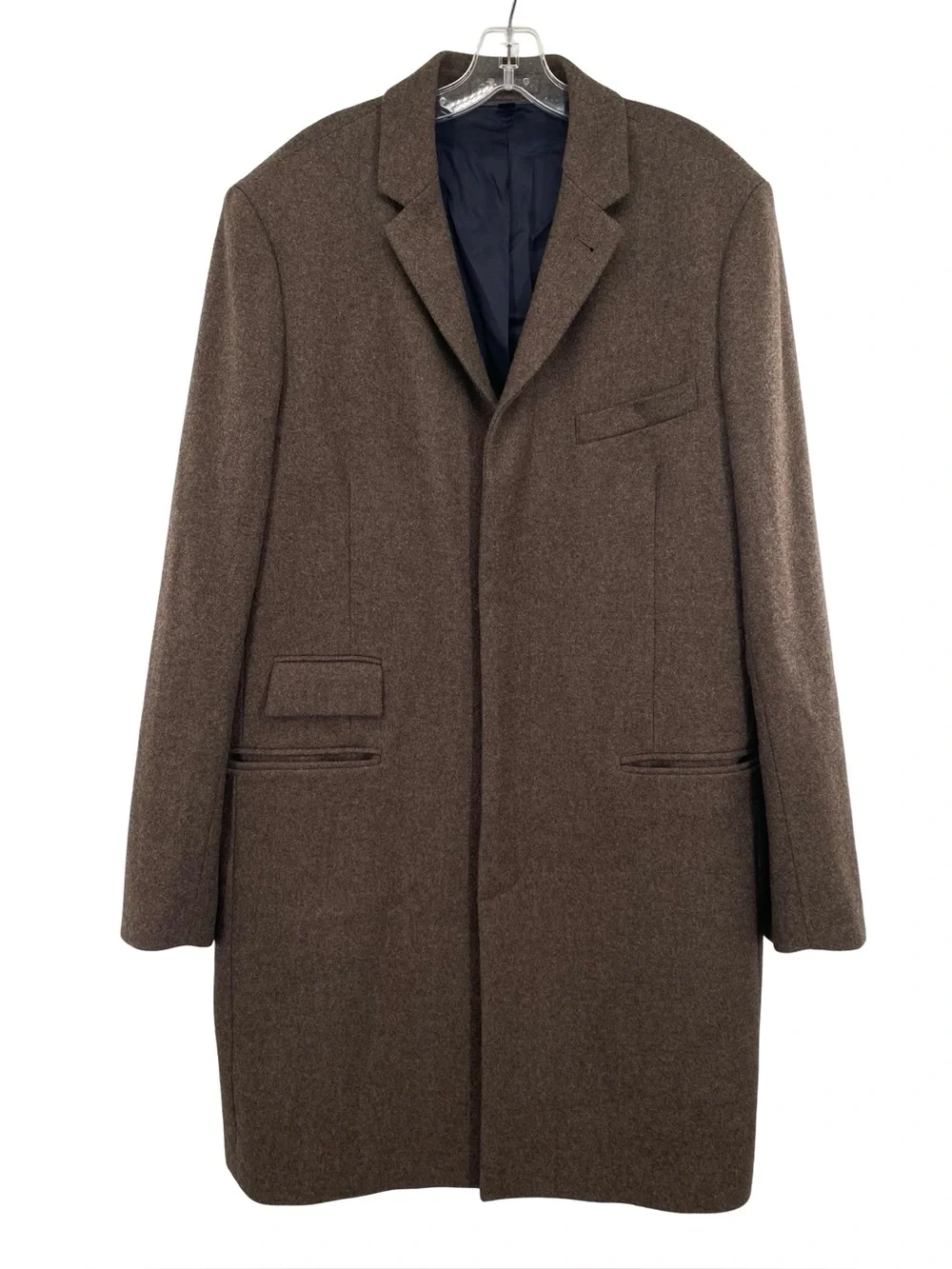 J. Crew Men’s Ludlow Marling & Evans Brown Wool Long Top Coat Size 44